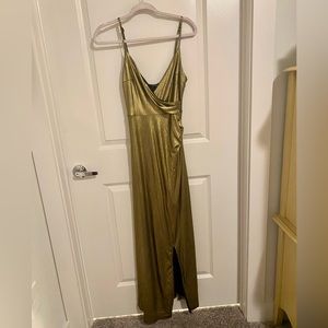 Forever 21 gold holiday/wedding guest dress